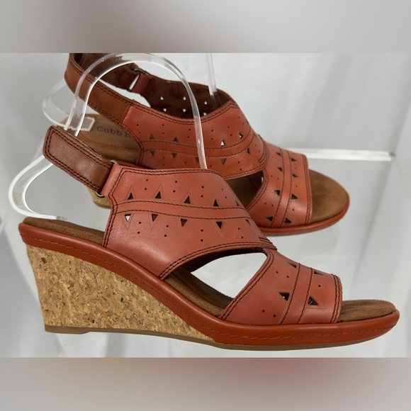 COBB HILL - Janna Perf Sling Back Cork Wedge Sandal Russet Color    US 7… - Picture 8 of 11